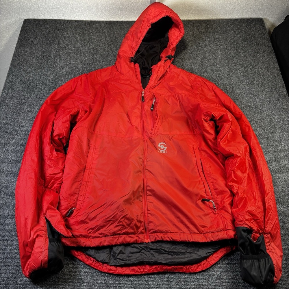 Loki Gear Storm Shell‎ Jacket Red Full Zip Pockets Pro Cuff Hood Men Medium